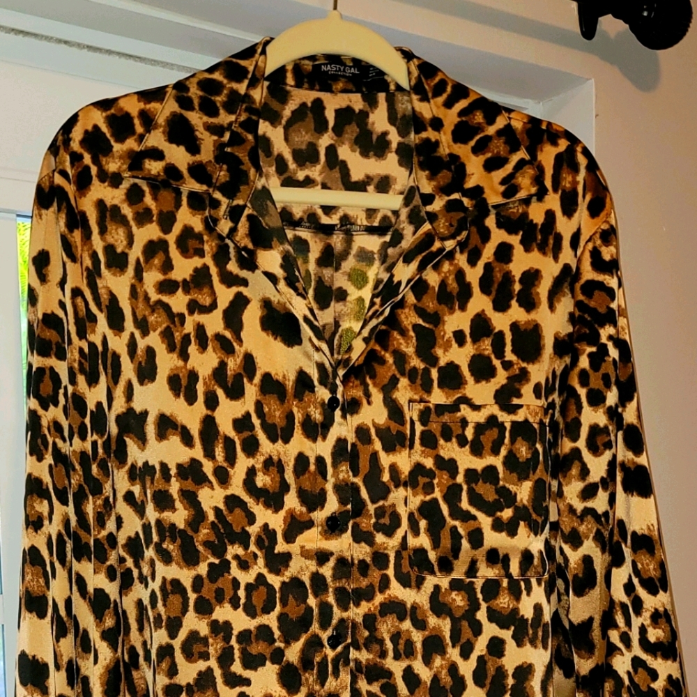 Leopard print button down shirt